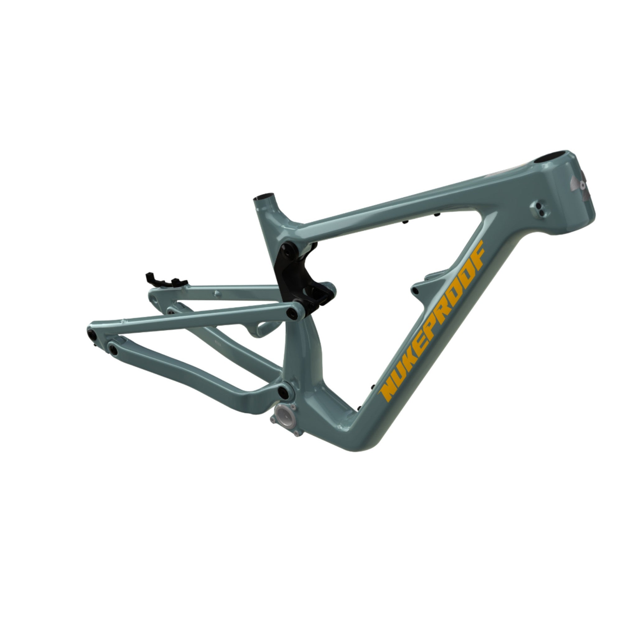 Nukeproof Mega Carbon Mountain Bike Frame Dusty Blue Yellow Chrome