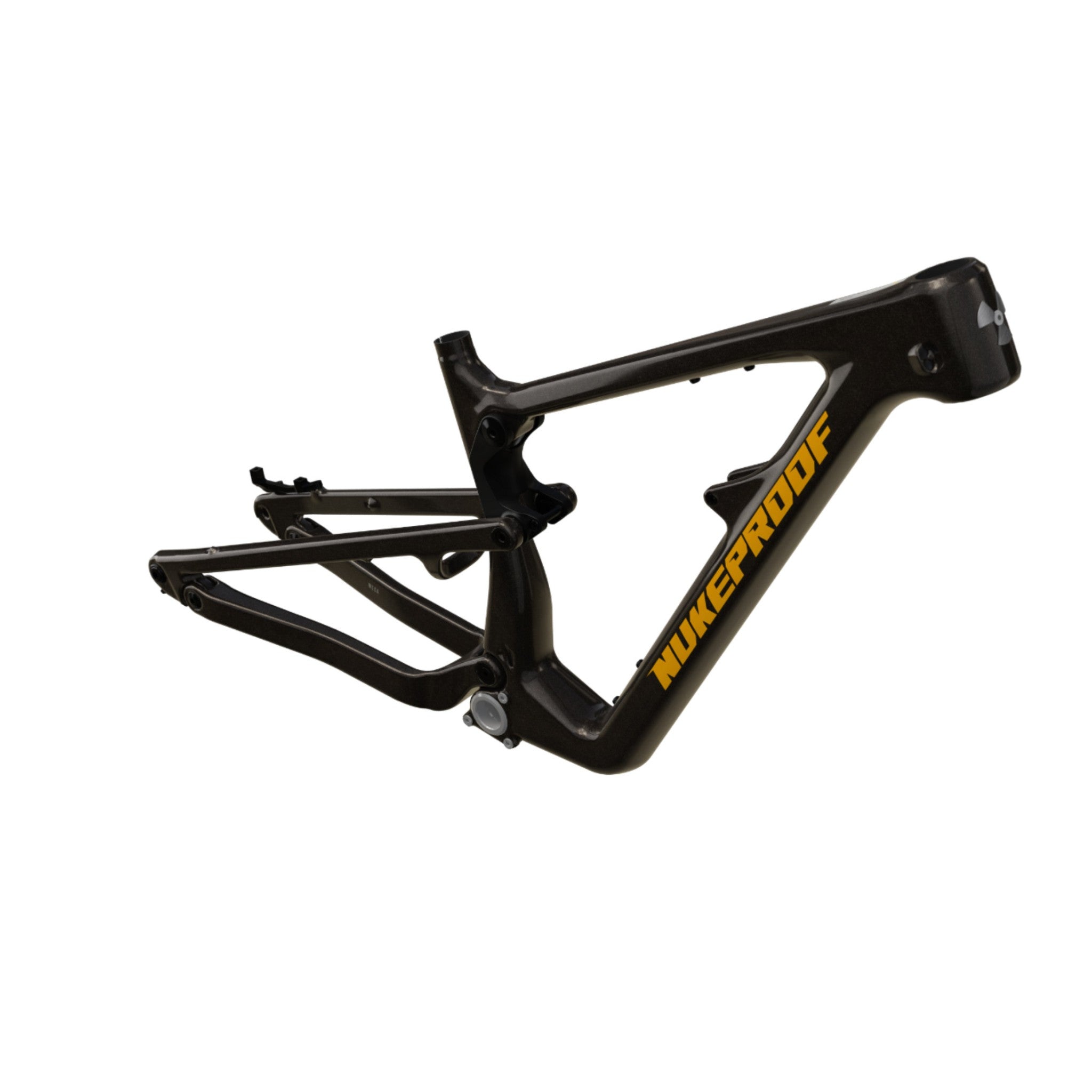 Nukeproof Mega Carbon Mountain Bike Frame Metallic Black Yellow Chrome