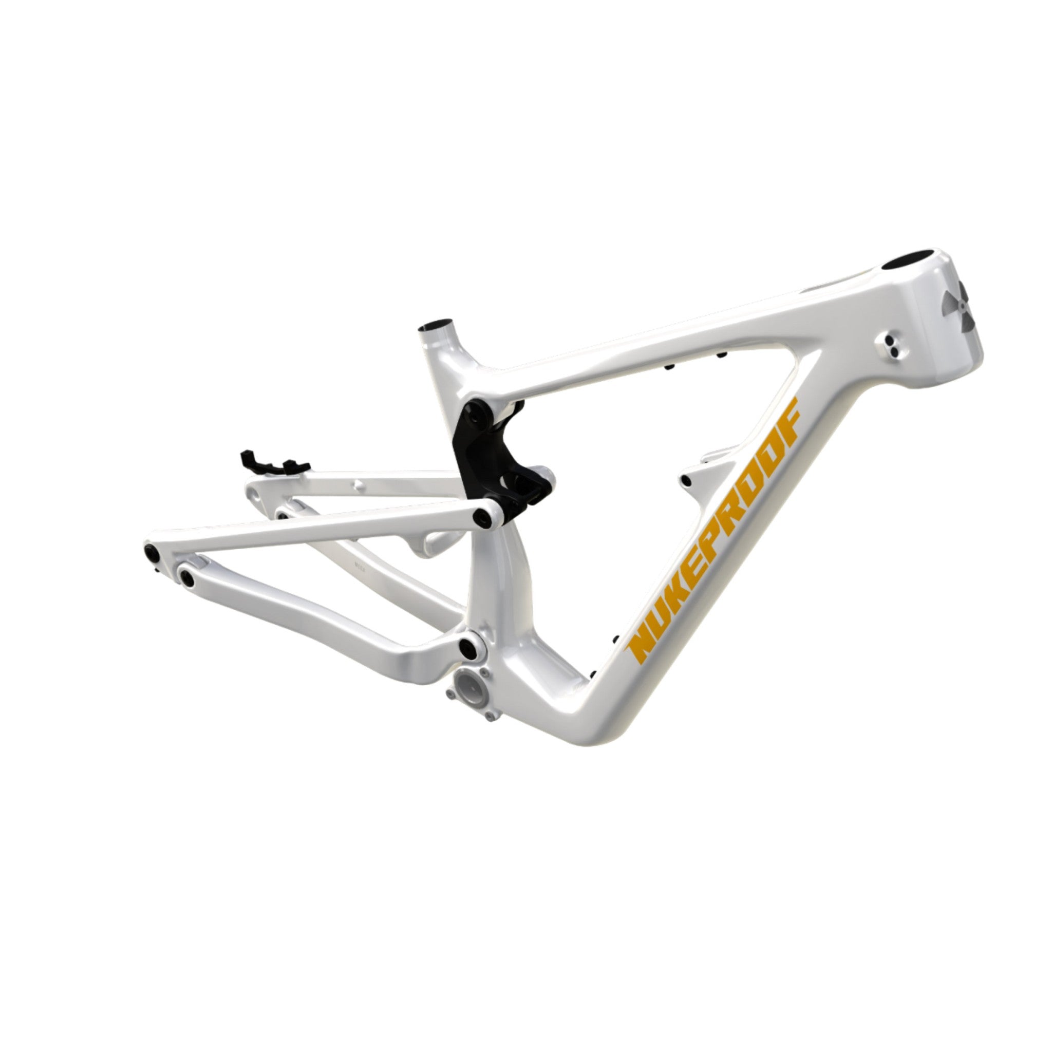 Nukeproof Mega Carbon Mountain Bike Frame White Yellow Chrome