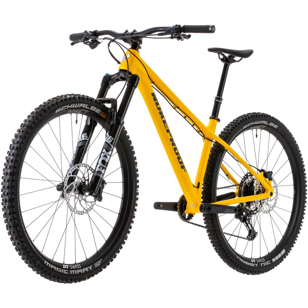 Nukeproof Scout 290 Elite Hardtail Mountain Bike Factory Yellow Front Non Drive Side