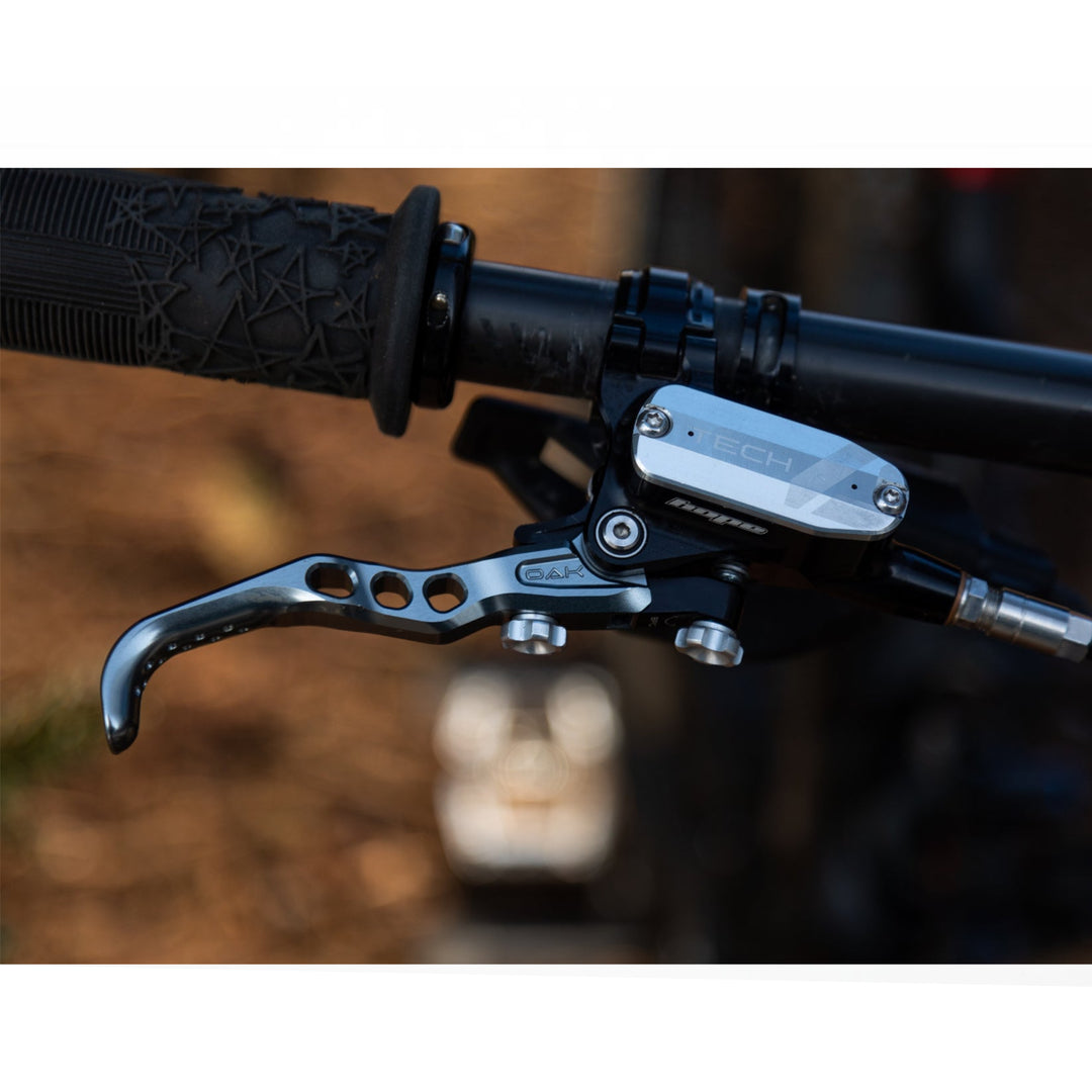 Oak HT4 Brake Lever Set For Hope Tech 4 Brakes in Lunar Grey Fitted