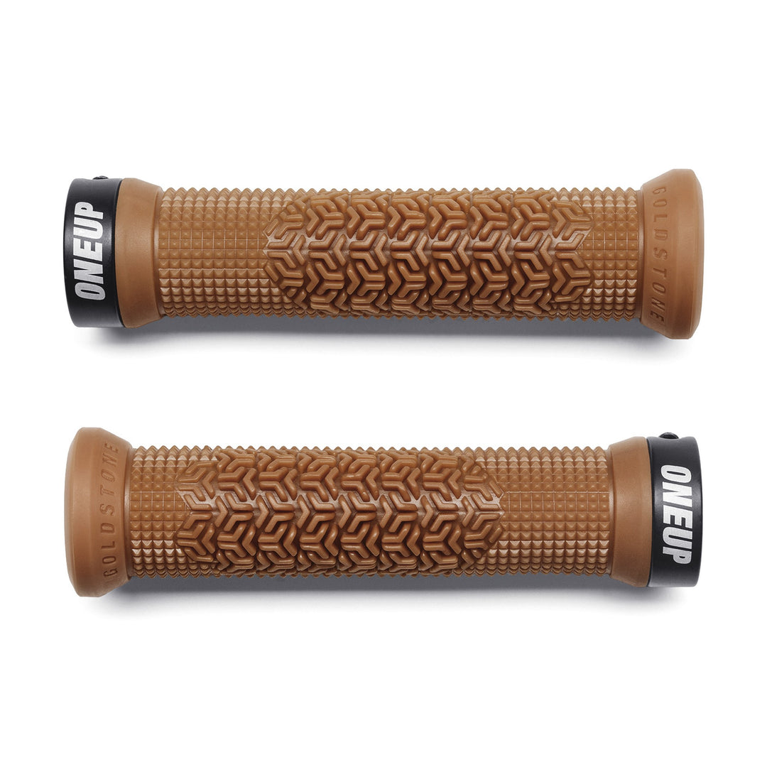 Oneup Components Goldstone Grips Tan Pair Top View