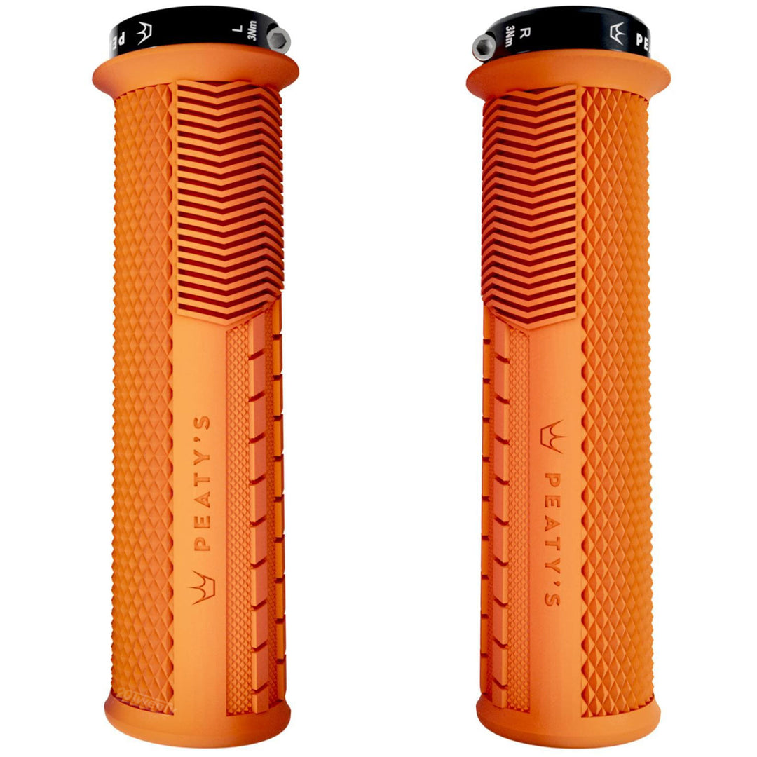 Peaty's Knurled Monarch Mountain Bike Grips Thick Mango Orange
