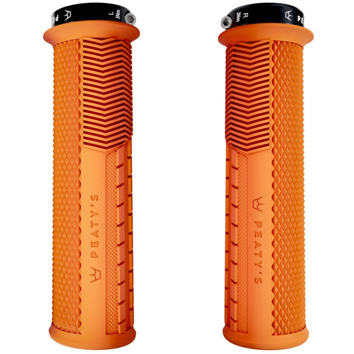 Peaty's Knurled Monarch Mountain Bike Grips Thick Mango Orange
