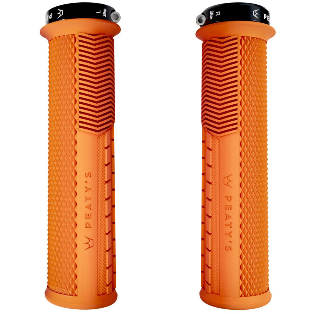 Peaty's Knurled Monarch Mountain Bike Grips Mango Orange Thin