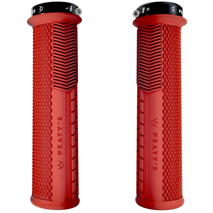 Peaty's Knurled Monarch Mountain Bike Grips Thin Red