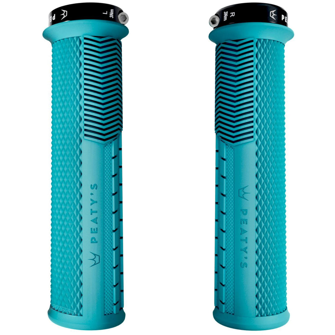 Peaty's Knurled Monarch Mountain Bike Grips Thin Turquoise