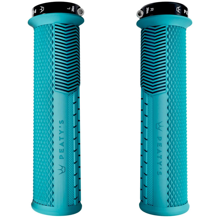 Peaty's Knurled Monarch Mountain Bike Grips Thin Turquoise