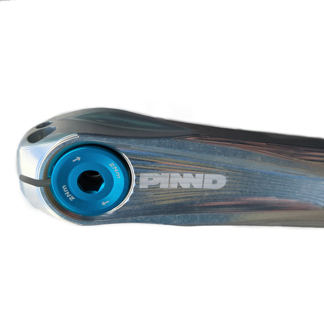 PINND Shimano eBike Cranks Silver with Optional Blue Bolt
