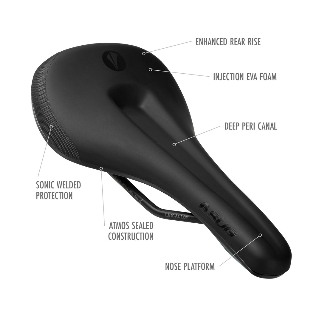 SDG Bel Air V3 Max Lux Alloy Mountain Bike Saddle Black Top Features