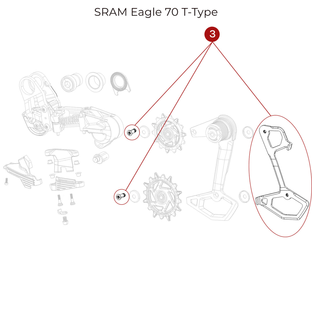 SRAM Eagle 70 and GX T-Type Rear Derailleur Inner Rear Cage Kit
