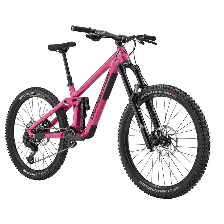 Transition Bottlerocket Single Crown Mountain Bike Disco Flamingo Pink Front