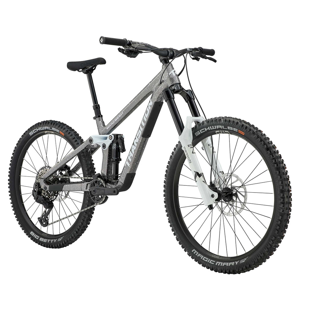 Transition Bottlerocket Single Crown Mountain Bike Disco Snowstorm Grey Front