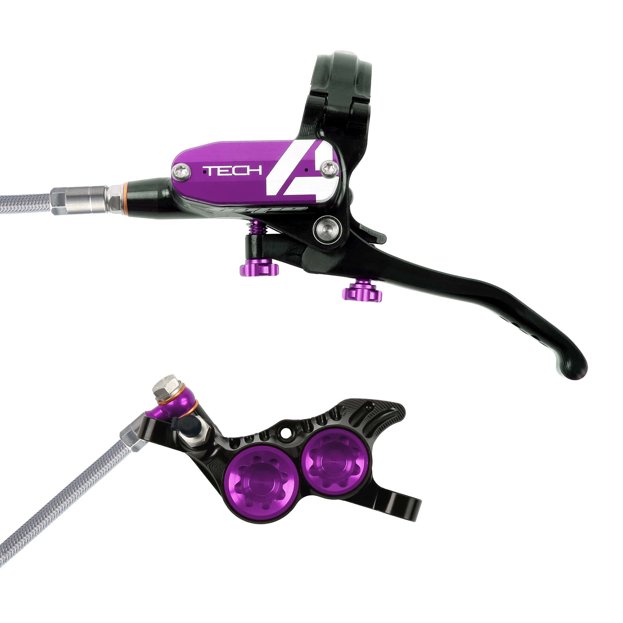 Hope Tech 4 Black Purple T4 V4 Braided Disc Brake