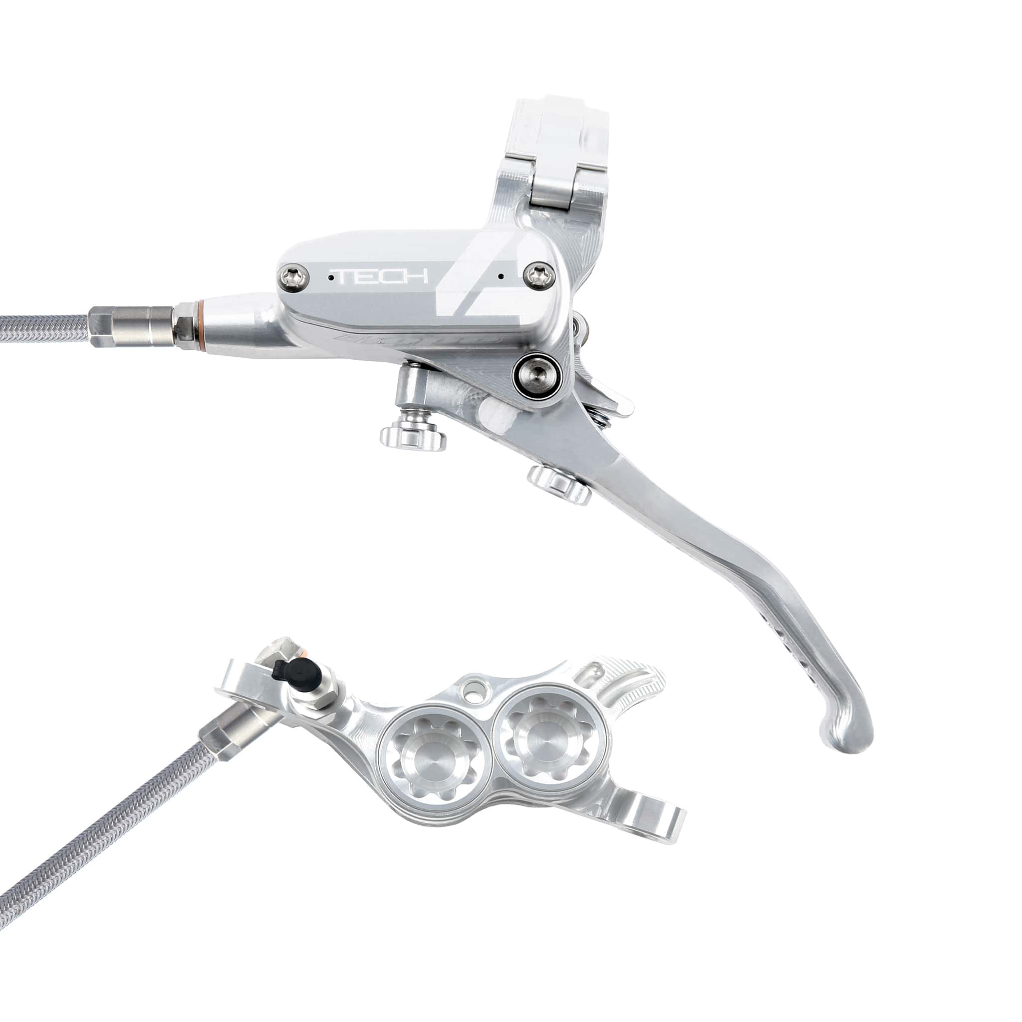Hope Tech 4 Silver Silver T4 E4 Braided Disc Brake