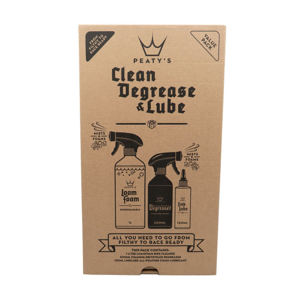 Peaty's Clean Degrease & Lube Gift Pack Packging