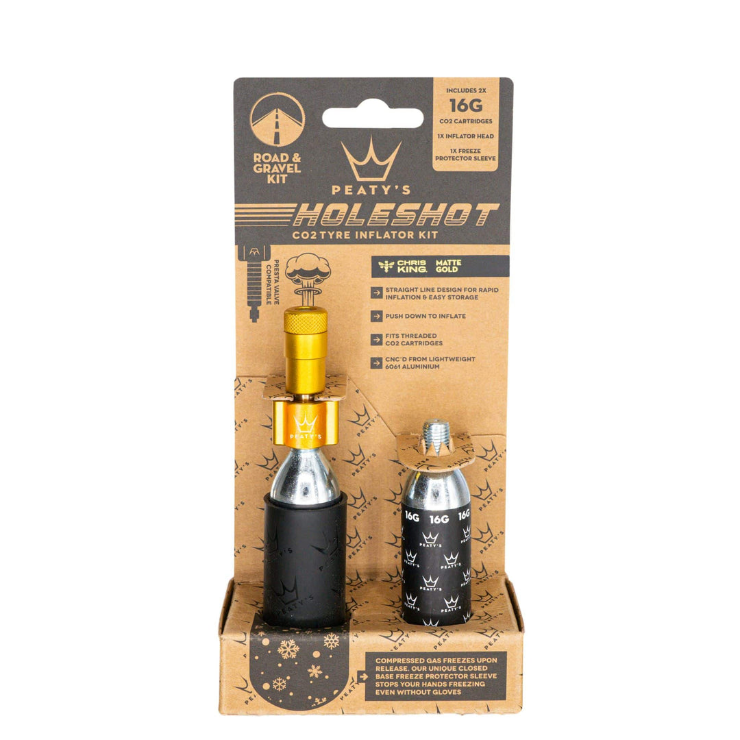 Peaty's Holeshot CO2 Inflater Road and Gravel Gold