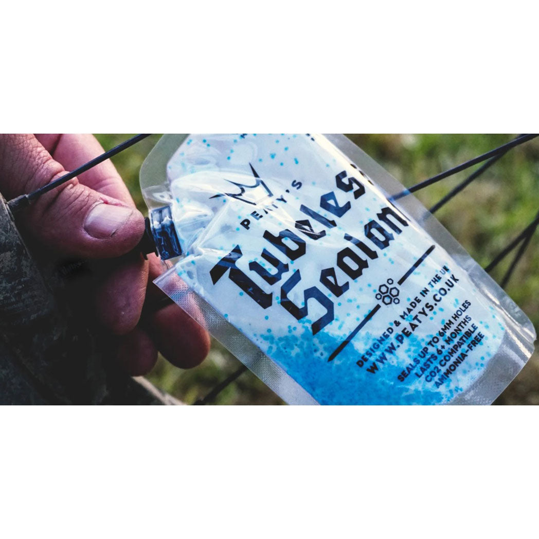 Peaty's Tubeless Sealant 120ml Trail Pouch In Action